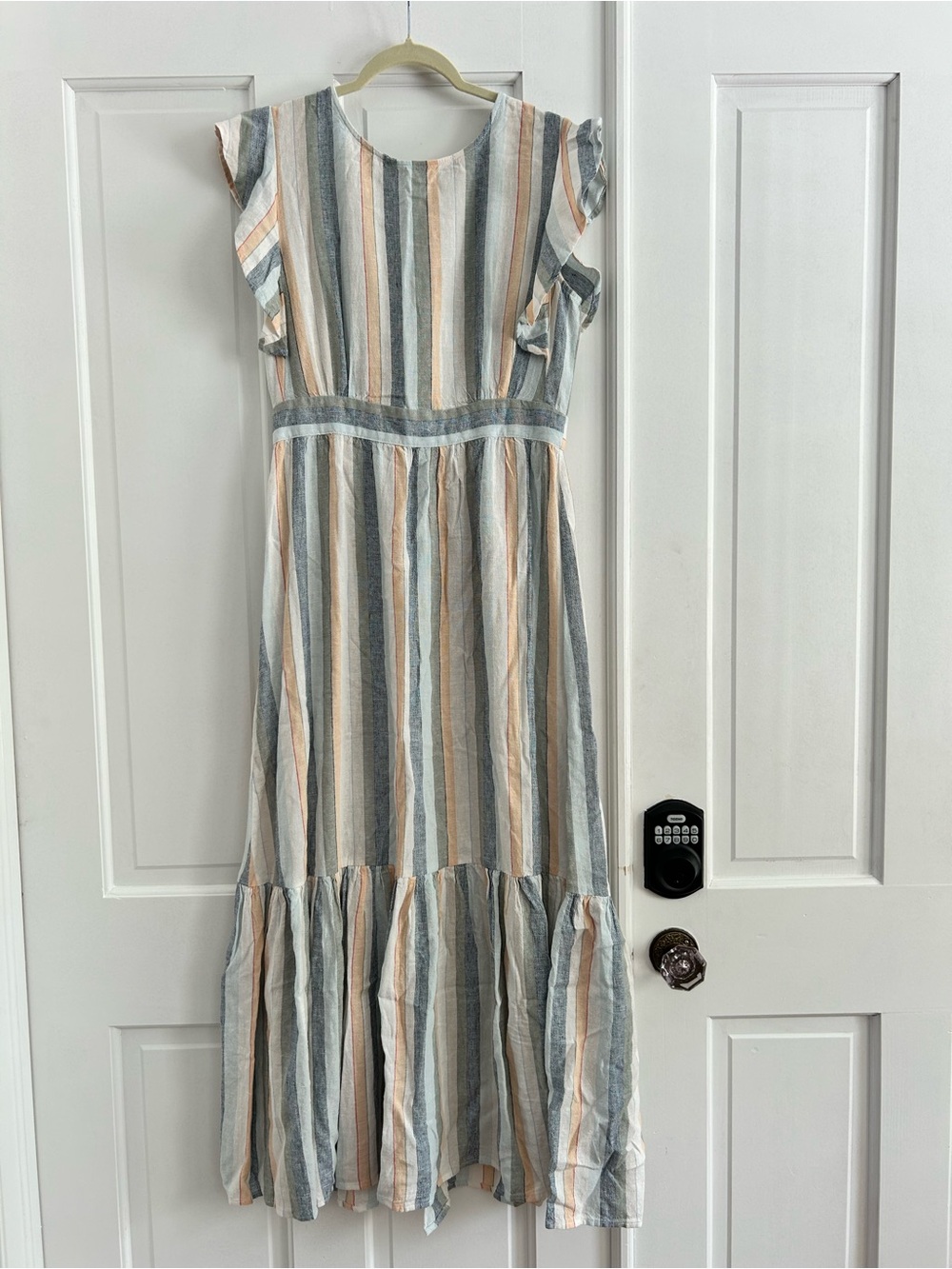 Cynthia Rowley Striped Maxi Dress in Blue, Cream & Peach